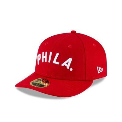 Red Philadelphia Phillies Hat - New Era MLB Ligature Low Profile 59FIFTY Fitted Caps USA2659873